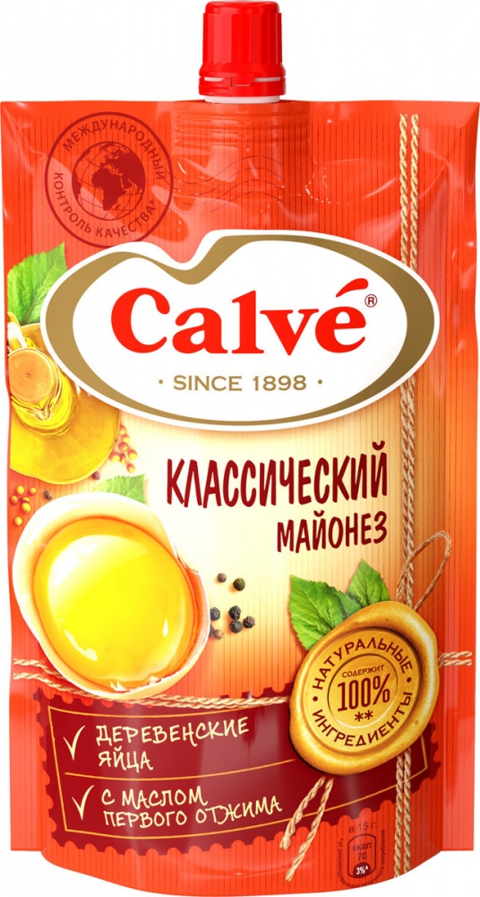 Майонез Кальве 400г Классический 50% д/п