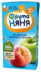 ФрутоНяня сок 0,2л д/детей ранн. возр. Яблоко-Персик