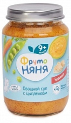 Суп ФрутоНяня 190г овощной с цыпленком.обог желез.8+ ст/б