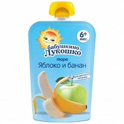 Бабушкино Лукошко пюре 90г Яблоко+Банан 6мес+ пауч